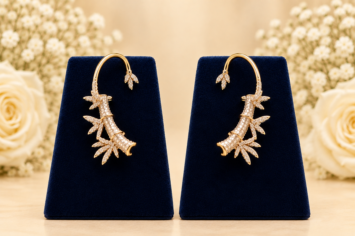 Bamboo Diamond Ear Cuff – Contemporary Design