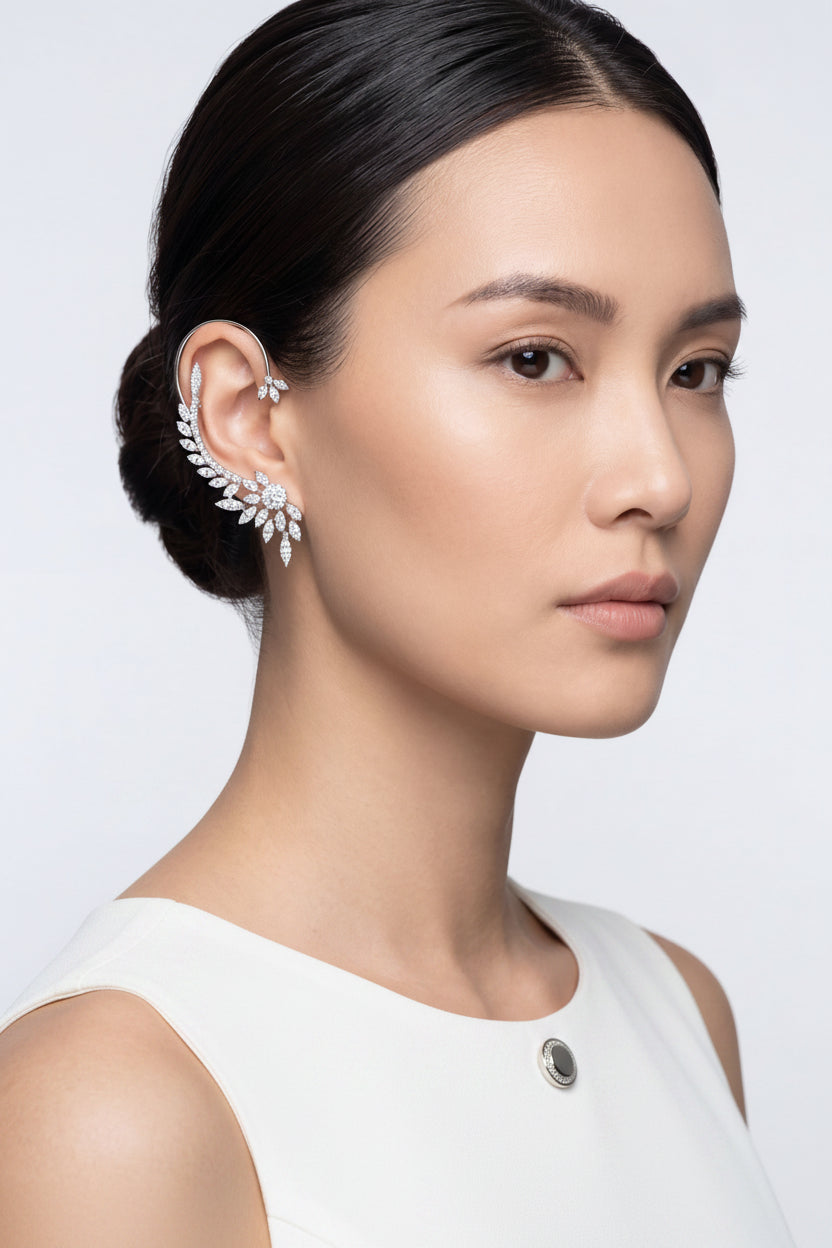 Floral Climber Ear Cuff – Micro Pave Vine Design