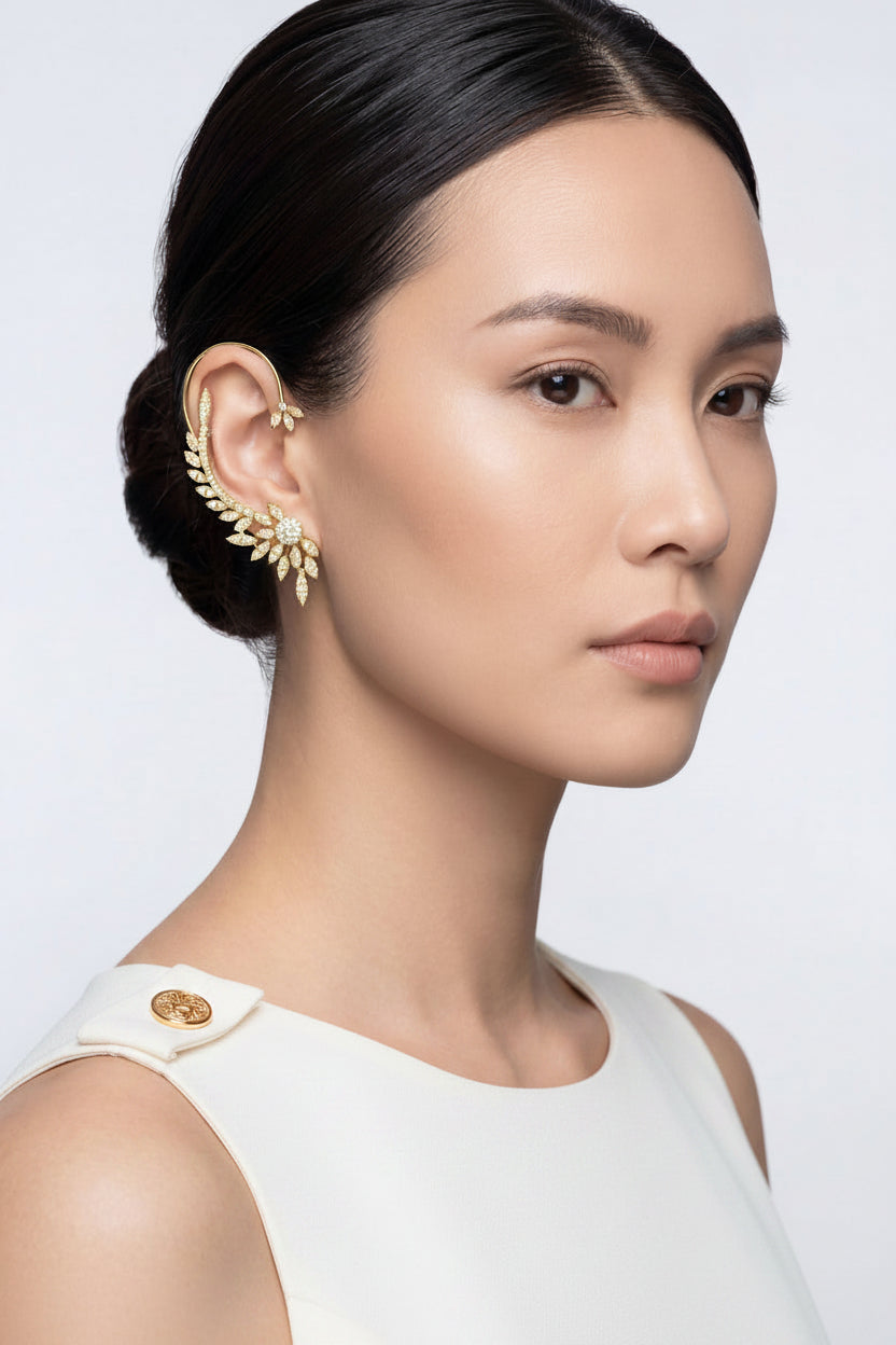 Floral Climber Ear Cuff – Micro Pave Vine Design