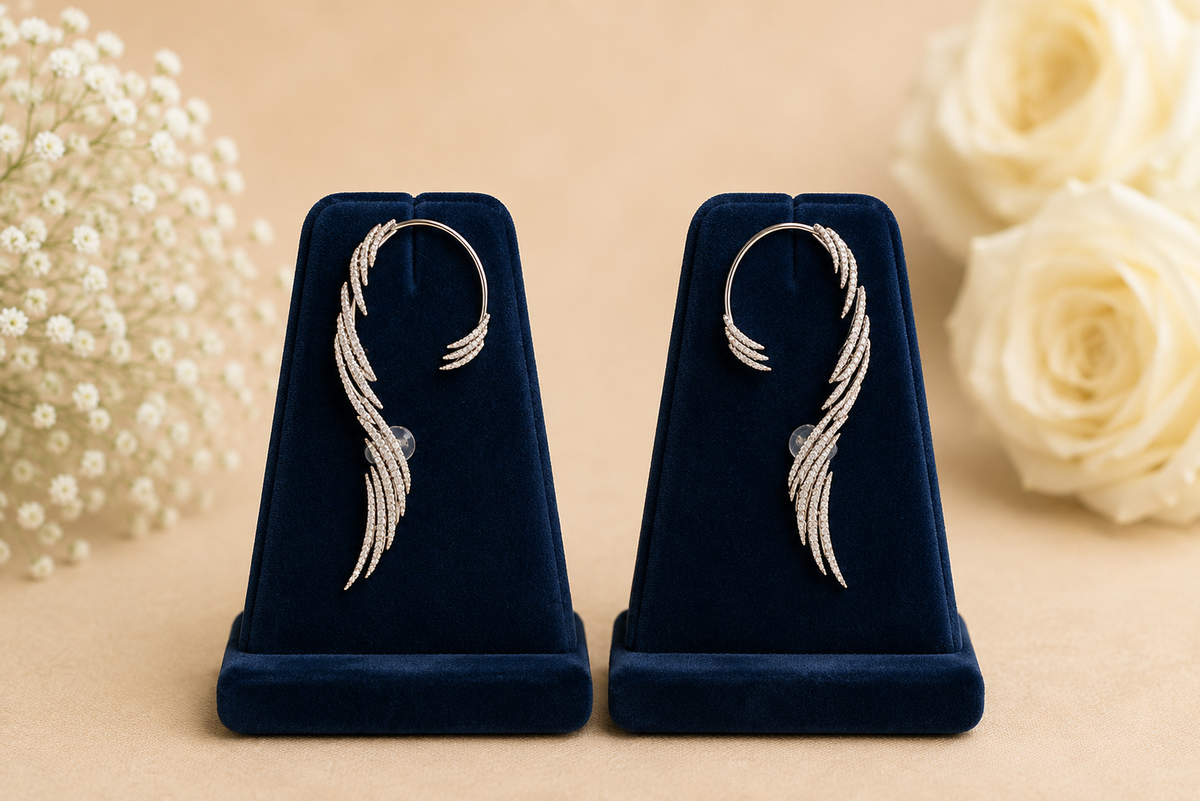 Statement Ear Cuff for Women – Party Wear, Silver Finish
