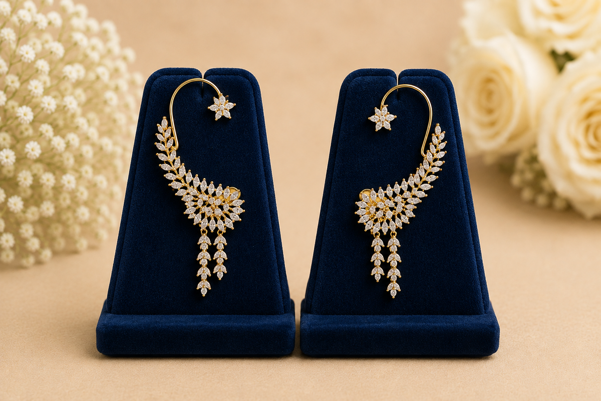 Ivy Climber Ear Cuff – Marquise Stone Drop Design