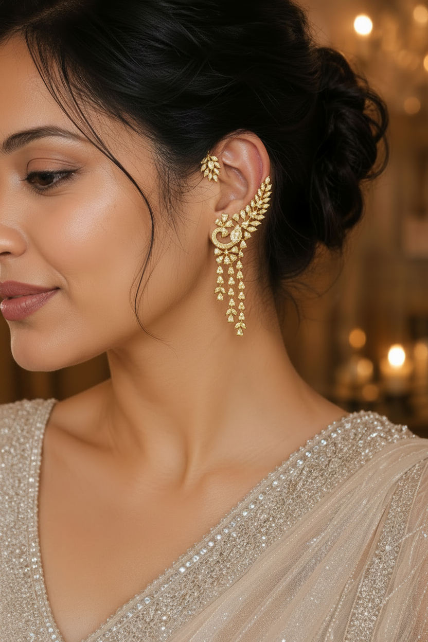 Mayur Ear Cuff – Peacock Silhouette Design