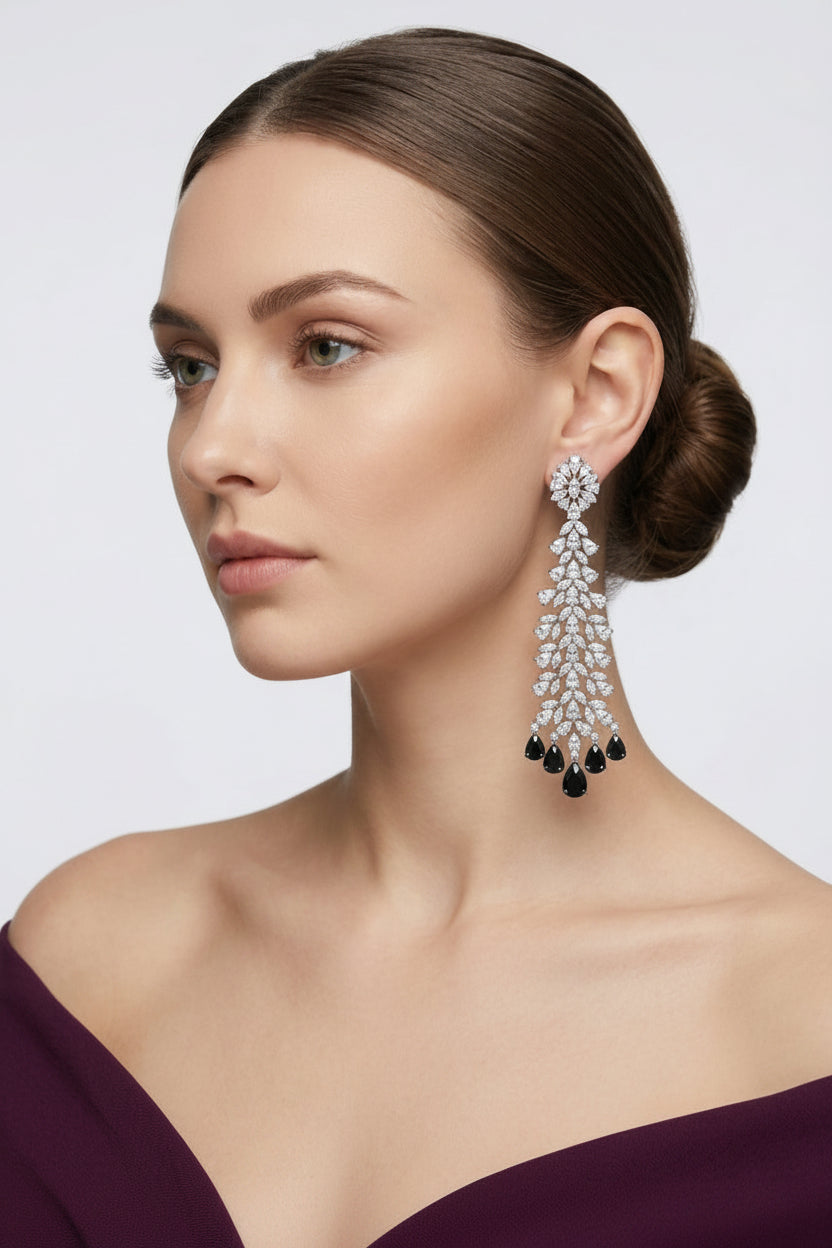 Midnight Star Dangler Earrings – Long Silver Earrings