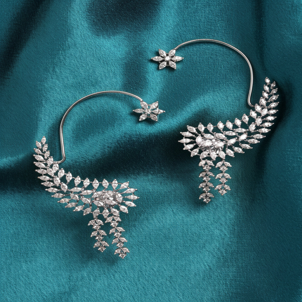 Ivy Climber Ear Cuff – Marquise Stone Drop Design