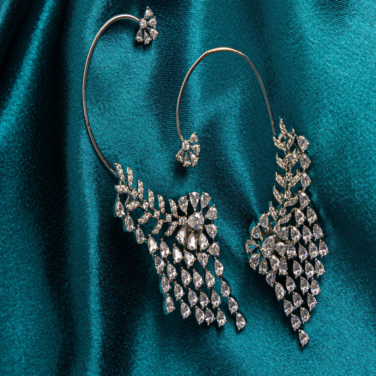 Mayur Pankh Dangler Ear Cuff – Peacock Feather Design
